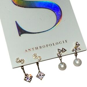 NWT By Anthropologie Set of Two Monogram Earrings “S”
